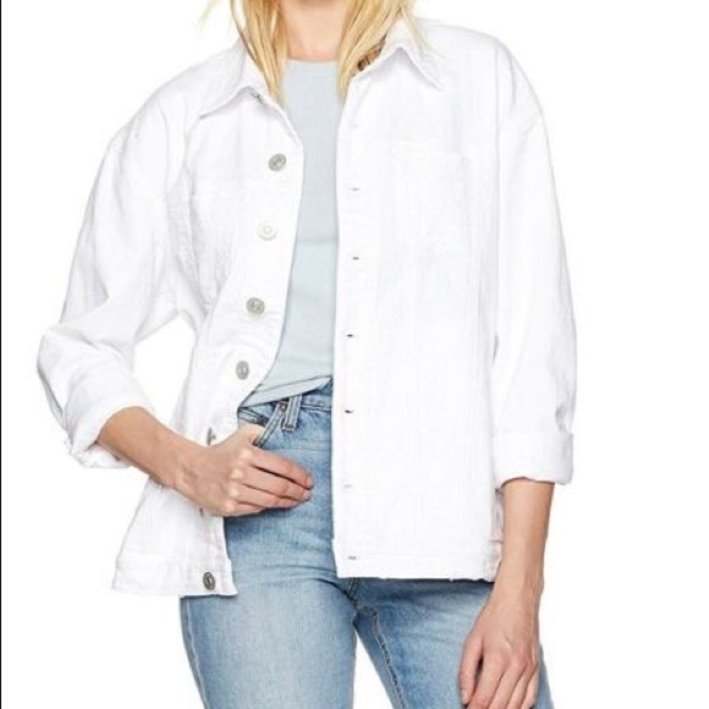 NWT Hudson Distressed White Denim Jacket XS